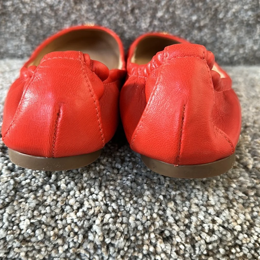 Tory Burch York Orange Leather Ballet Flats 8M - Picture 4 of 11